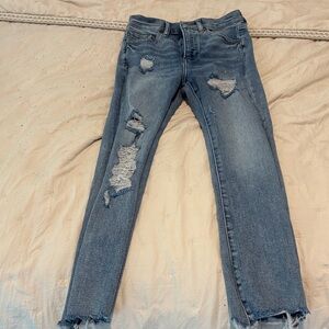 Express Women's Distressed Skinny Jeans - Blue